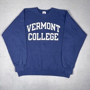 Vintage 90s Champion Vermont College Spellout Crewneck Sweatshirt Navy L